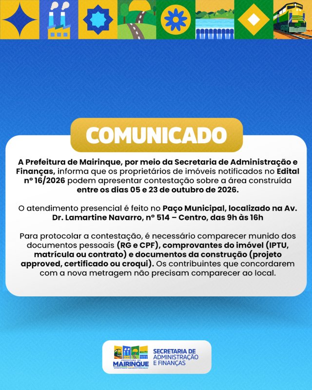 Prefeitura de Mairinque abre prazo para contestação de área construída