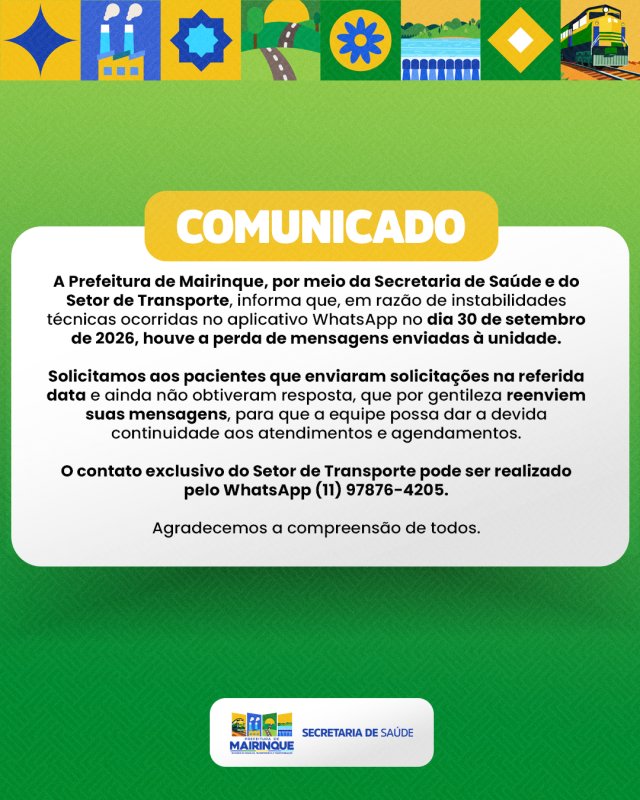 WhatsApp do Transporte passa por instabilidade e pacientes devem reenviar solicitações