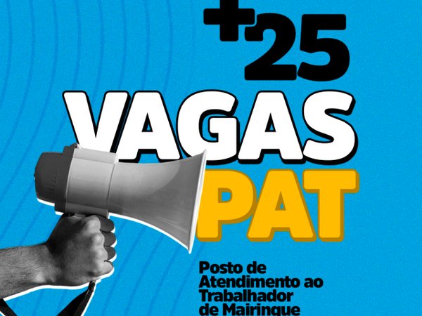 PAT disponibiliza novas oportunidades de emprego em Mairinque