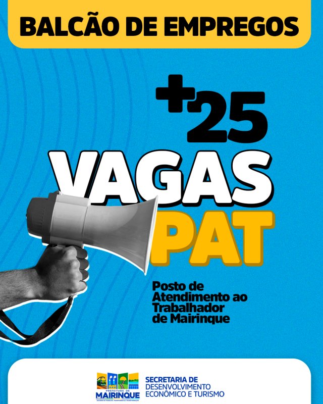 PAT disponibiliza novas oportunidades de emprego em Mairinque