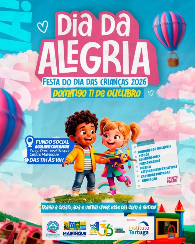 Mairinque prepara “Dia da Alegria” com programação especial para celebrar as crianças