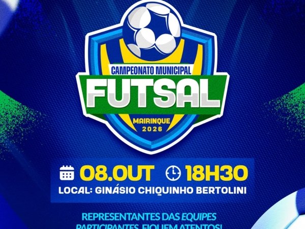 Congresso Técnico do Campeonato Municipal de Futsal 2026 acontece nesta quinta-feira em Mairinque