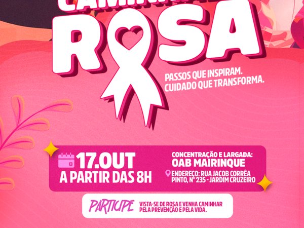 Mairinque promove Caminhada Rosa com programação especial de conscientização e prevenção