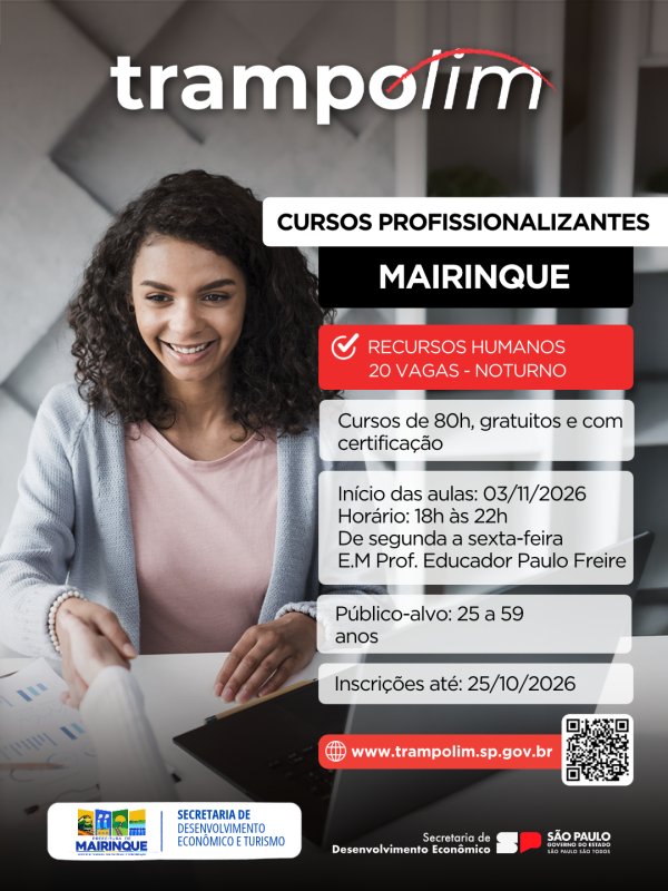 Mairinque oferece curso gratuito de Recursos Humanos com 20 vagas