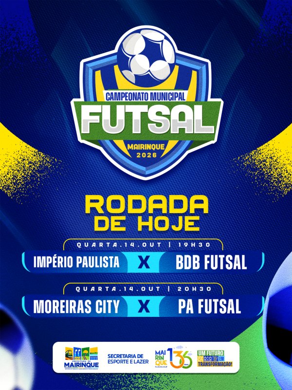 Campeonato Municipal de Futsal 2026 começa nesta quarta-feira em Mairinque