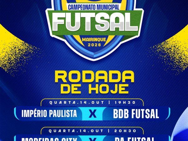 Campeonato Municipal de Futsal 2026 começa nesta quarta-feira em Mairinque