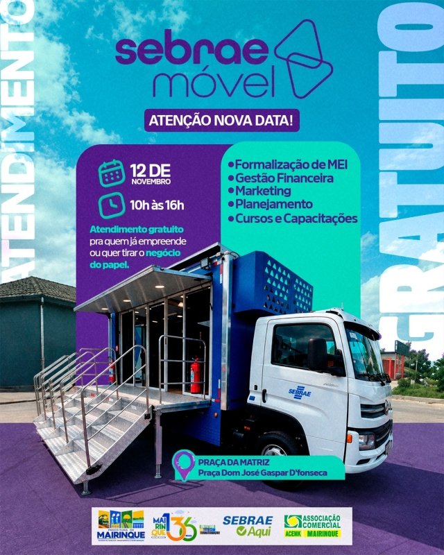 Sebrae Móvel tem nova data de atendimento em Mairinque