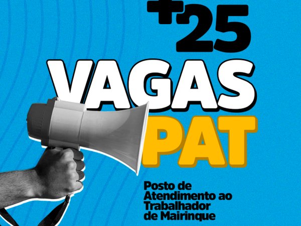 PAT disponibiliza novas oportunidades de emprego em Mairinque