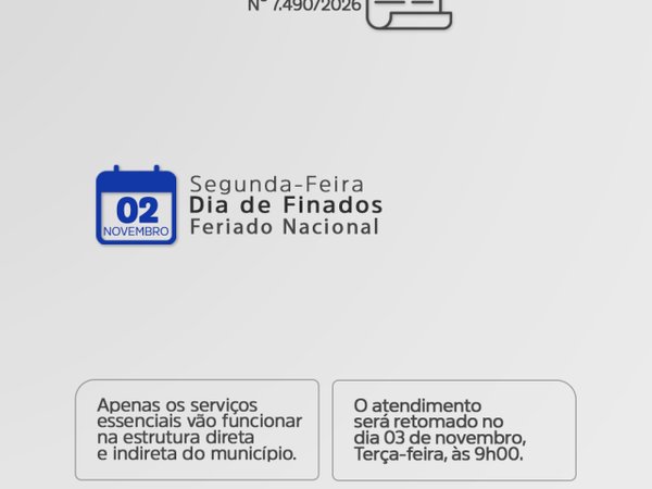 Prefeitura de Mairinque informa funcionamento dos serviços públicos no feriado de Finados