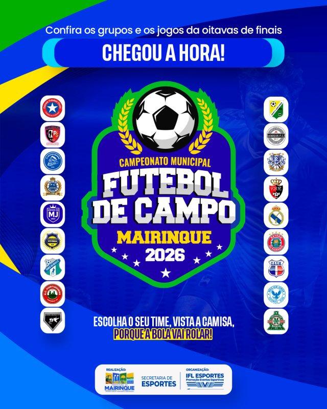 Campeonato Municipal de Futebol de Campo 2026 terá jogos da oitavas de final neste domingo